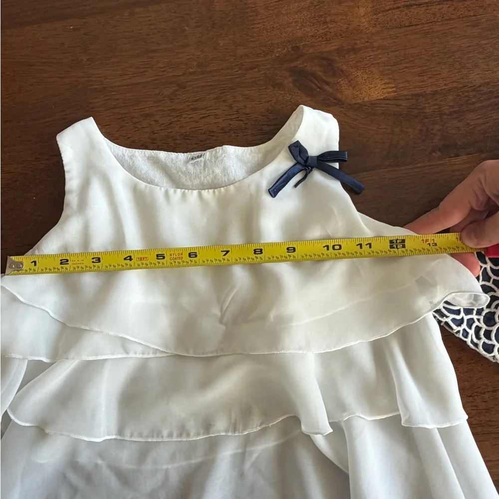 Girls Dress Outfit Set Lace Skirt & Ruffle Top Navy White Party Holiday Size 6Y